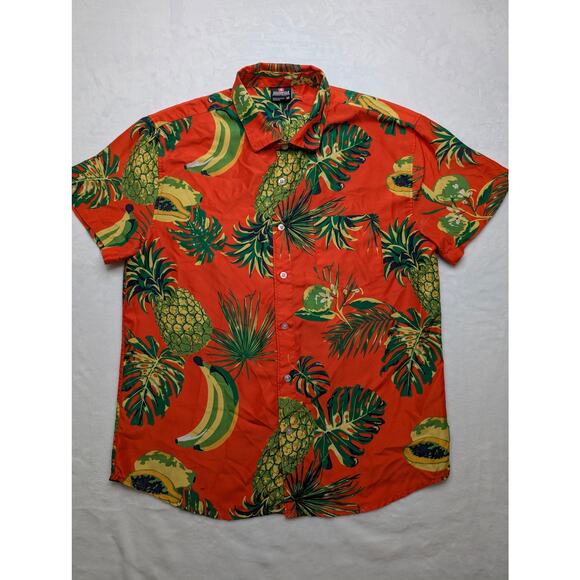 South Pole Mens Hawaiian Button Down Shirt - Medium Pineapple Banana Tropical - Picture 3 of 9